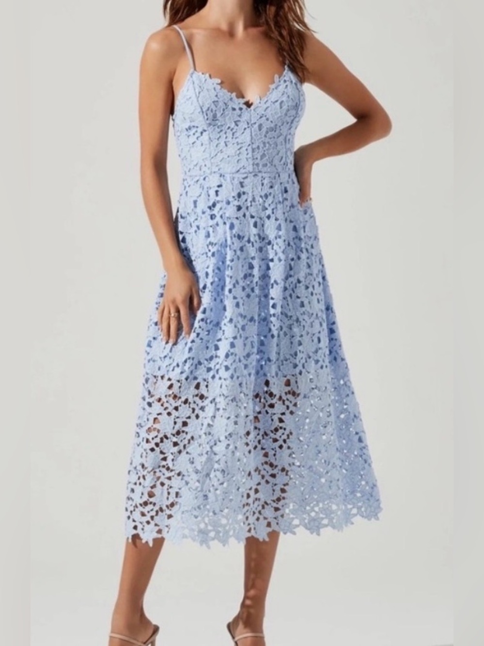 ASTR Midi Dress, Lace - Periwinkle